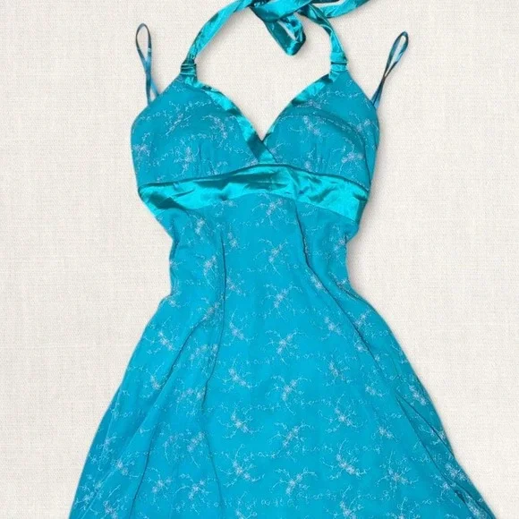 Vintage Y2K Le Château Teal Halter Slip Dress Size M Description - Picture 6 of 7